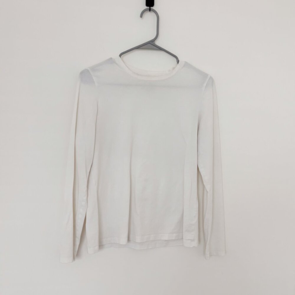 Lord & Taylor White Cotton Blend Long Sleeve T-Shirt